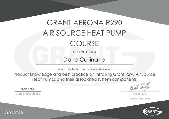 Grant Aerona R290 course certificate